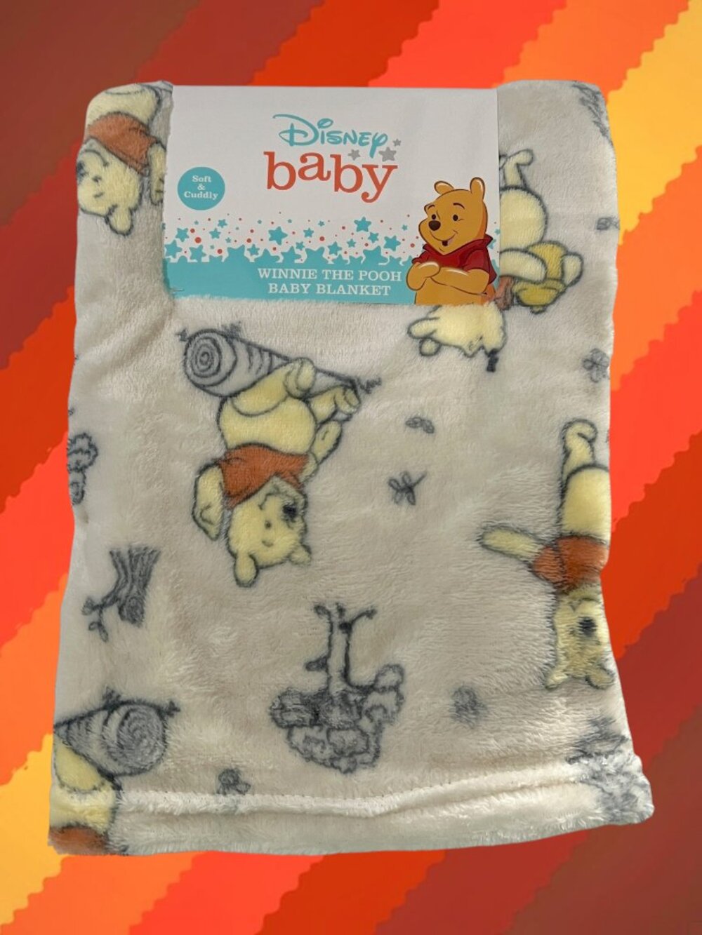 NWT Disney Baby Winnie the Pooh Bear Plush Baby Blanket Honey Pot Trees Toddler